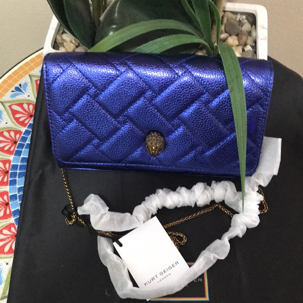 Kurt Geiger London Extra Mini Kensington Metallic Bronze Hardware Crossb…